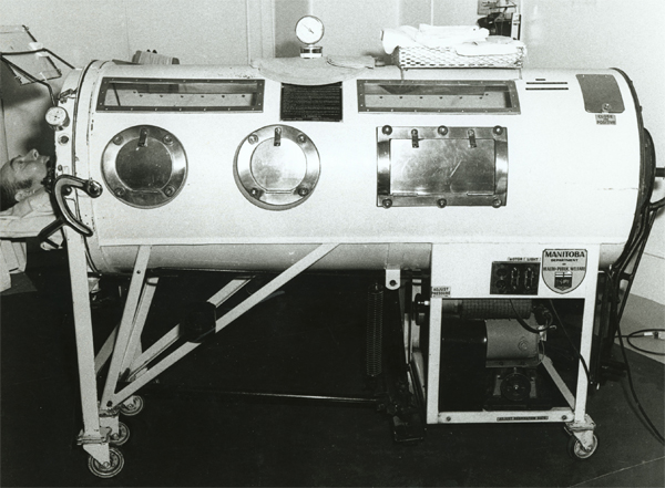 A picture of an old Surgical Scrub machine. 